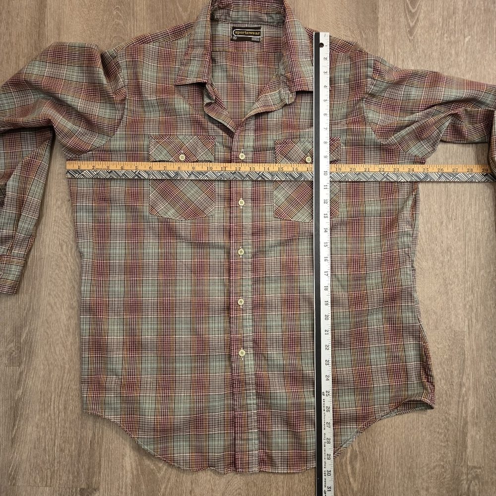 Vintage 70s Sears Sportswear Westfall Plaid Button Down Shirt Shirt Mens XL - Picture 6 of 11